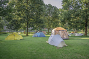Mehrere Zelte auf der Zeltwiese des Campingplatz Eichholz