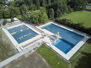 Freibad Wyler aus der Vogelperspektive