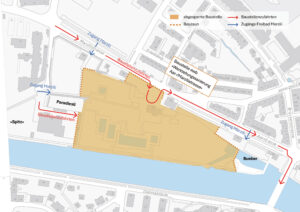 Plan Zugänglichkeit Marzili während der ersten Bauetappe 2025 2026 ab 22. September 2025