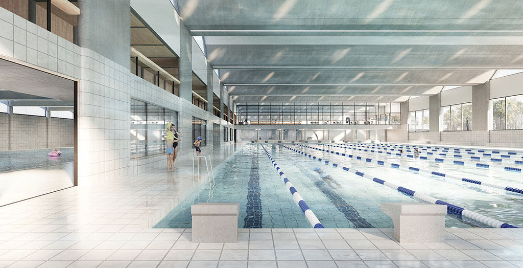 Visualisierung Innenbereich Schwimmhalle Neufeld